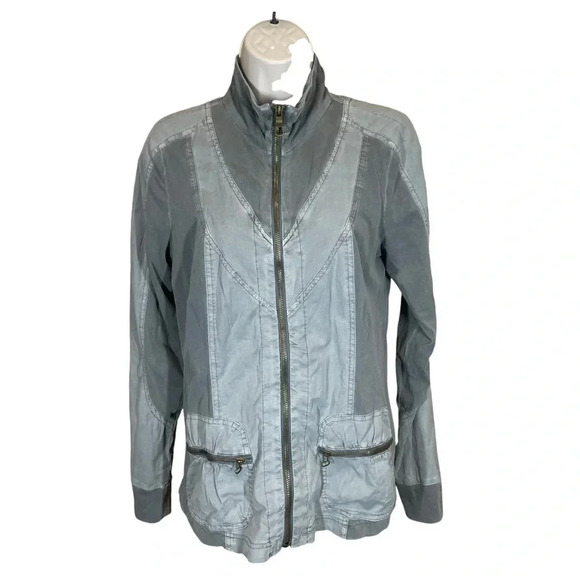 XCVI Women Jacket Size M Fjord Utility gray Cotton Blend Full Zip casual - Picture 1 of 9